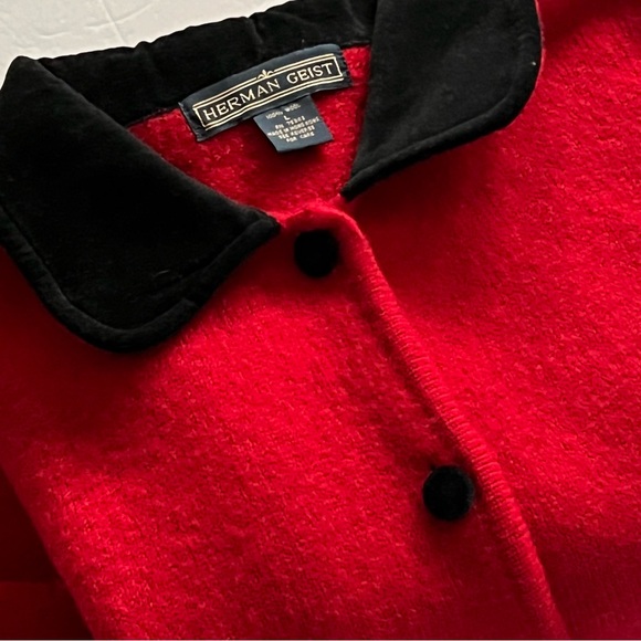 Red Wool Cardigan Women’s Size Large - Picture 4 of 12